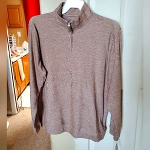 Mens George Tan and white quarter zip pullover